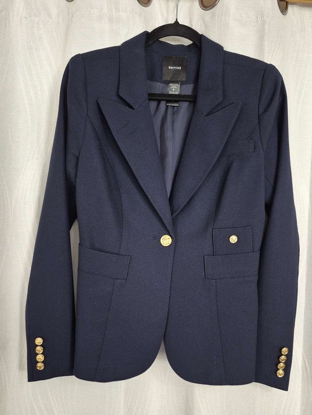 Smythe Navy Tailored Blazer with Gold Buttons - Picture 7 of 8